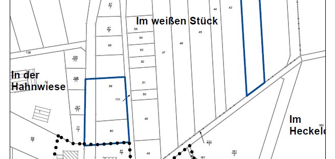 Auszug aus der Flurkarte, auf der "Im weiße Stück" markiert wurde.