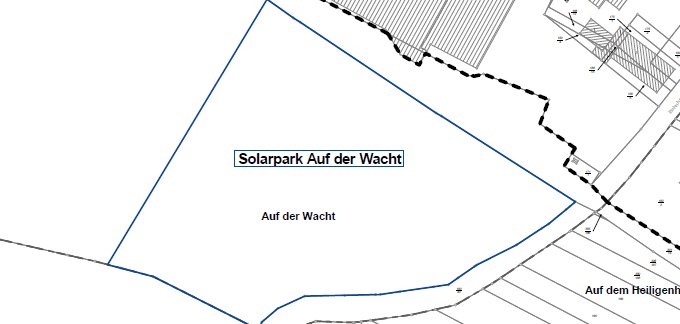 Hier sehen Sie den Flächennutzungsplan der Verbandsgemeinde Daaden-Herdorf für den Bereich des Bebauungsplanes „Solarpark Auf der Wacht“ der Ortsgemeinde Weitefeld.