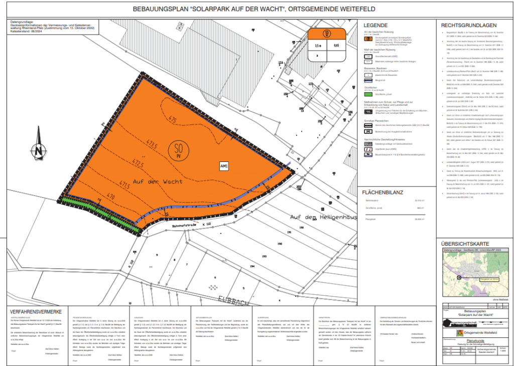 Hier sehen Sie den Bebauungsplan „Solarpark Auf der Wacht“ der Ortsgemeinde Weitefeld.