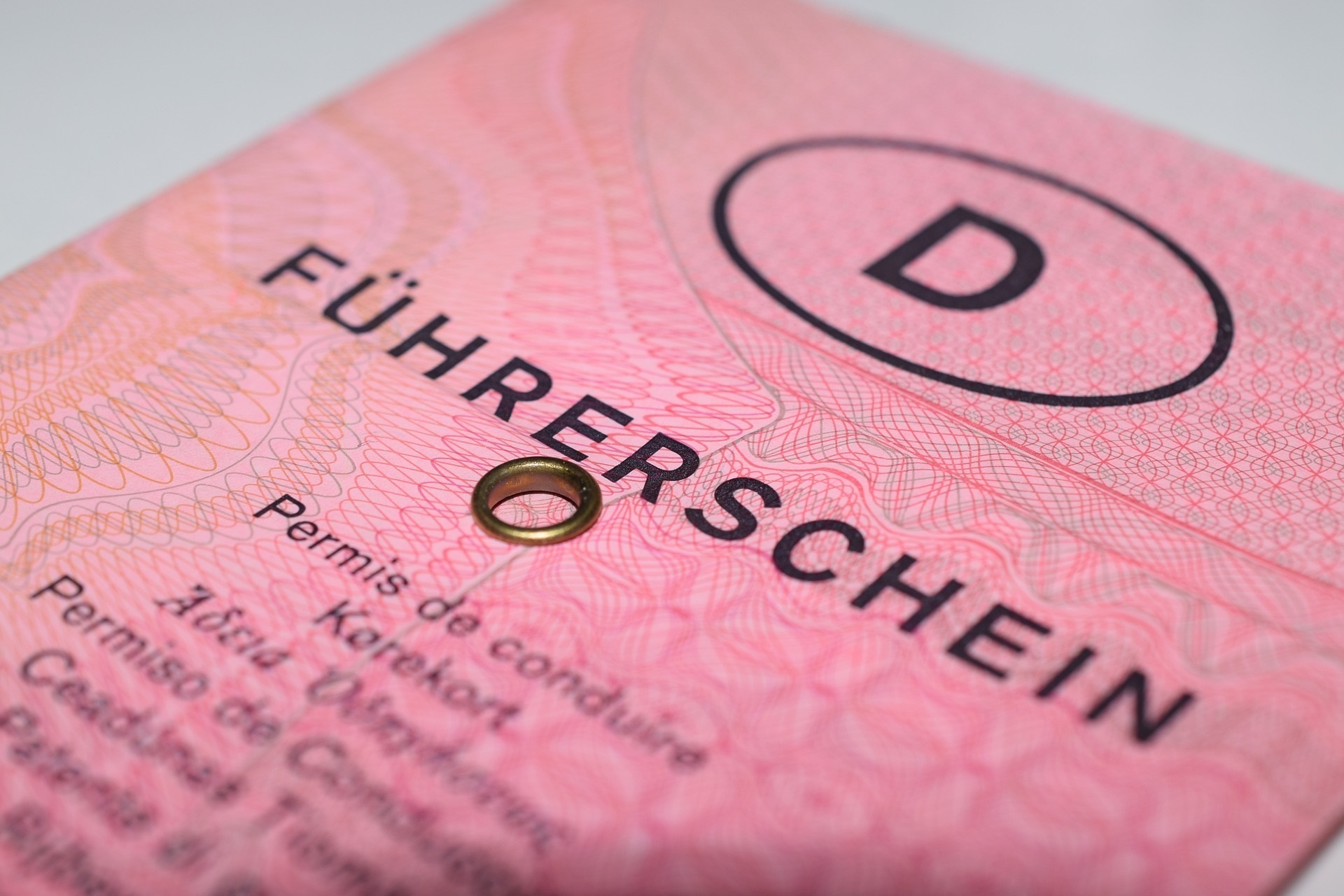 Hier sehen Sie den alten rosafarbenen Papier-Führerschein.