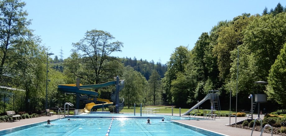 Hier sehen Sie das Schwimmbecken des Freibades in Daaden