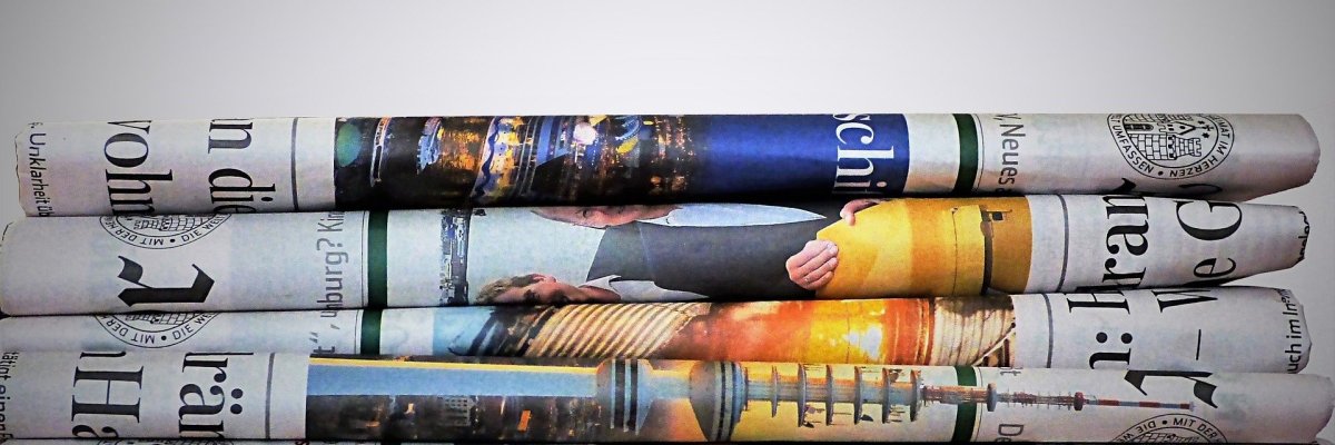 Zeitungen Hier sehen Sie einen Stapel Zeitungen.