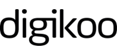 digikoo Hier sehen Sie das Logo von digikoo. Der Name schwarz geschrieben auf weißem Hintergrund.
